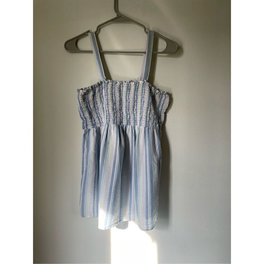 Motherhood Large Blue Pink and Yellow Adjustable Strap Scrunch Top Tank